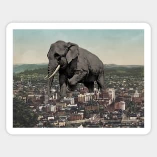 Effervescing Elephant - Surreal/Collage Art Sticker